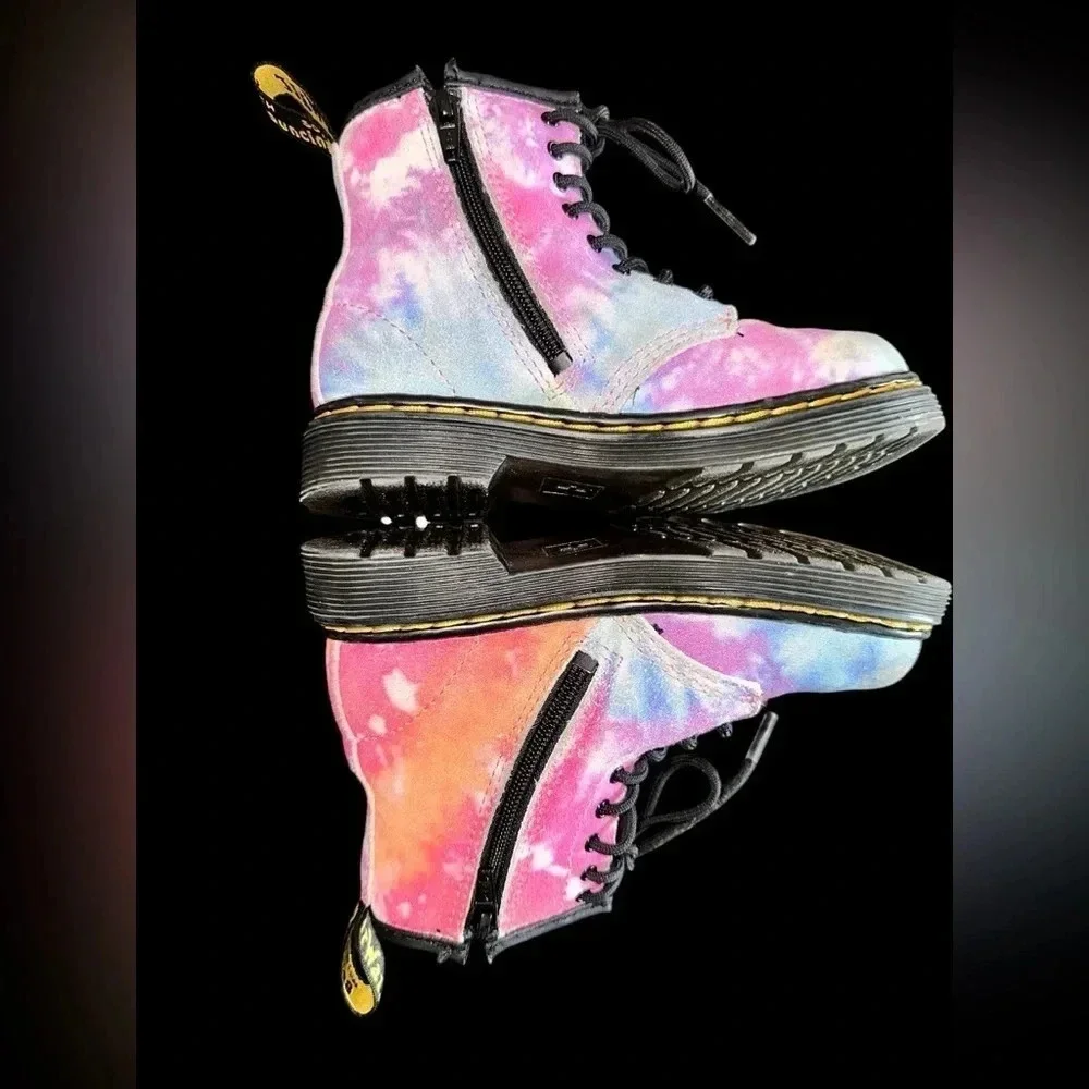 Doc Martens Tie Dye Leather Combat Lace-Up Boots Kids Dr. Toddler Size 9